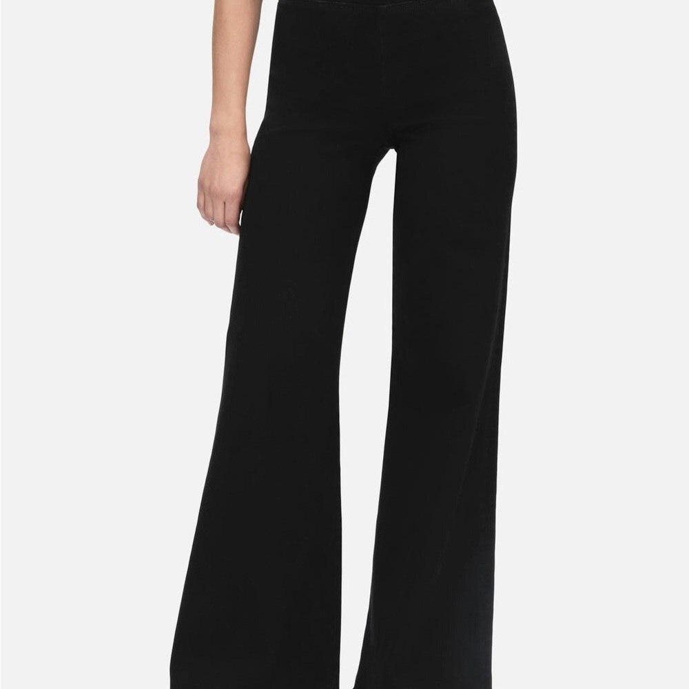 Frame The Jetset Wide Leg Sheen Noir Black SZ 2/ 30"-34" stretch pull on comfy - Picture 4 of 10
